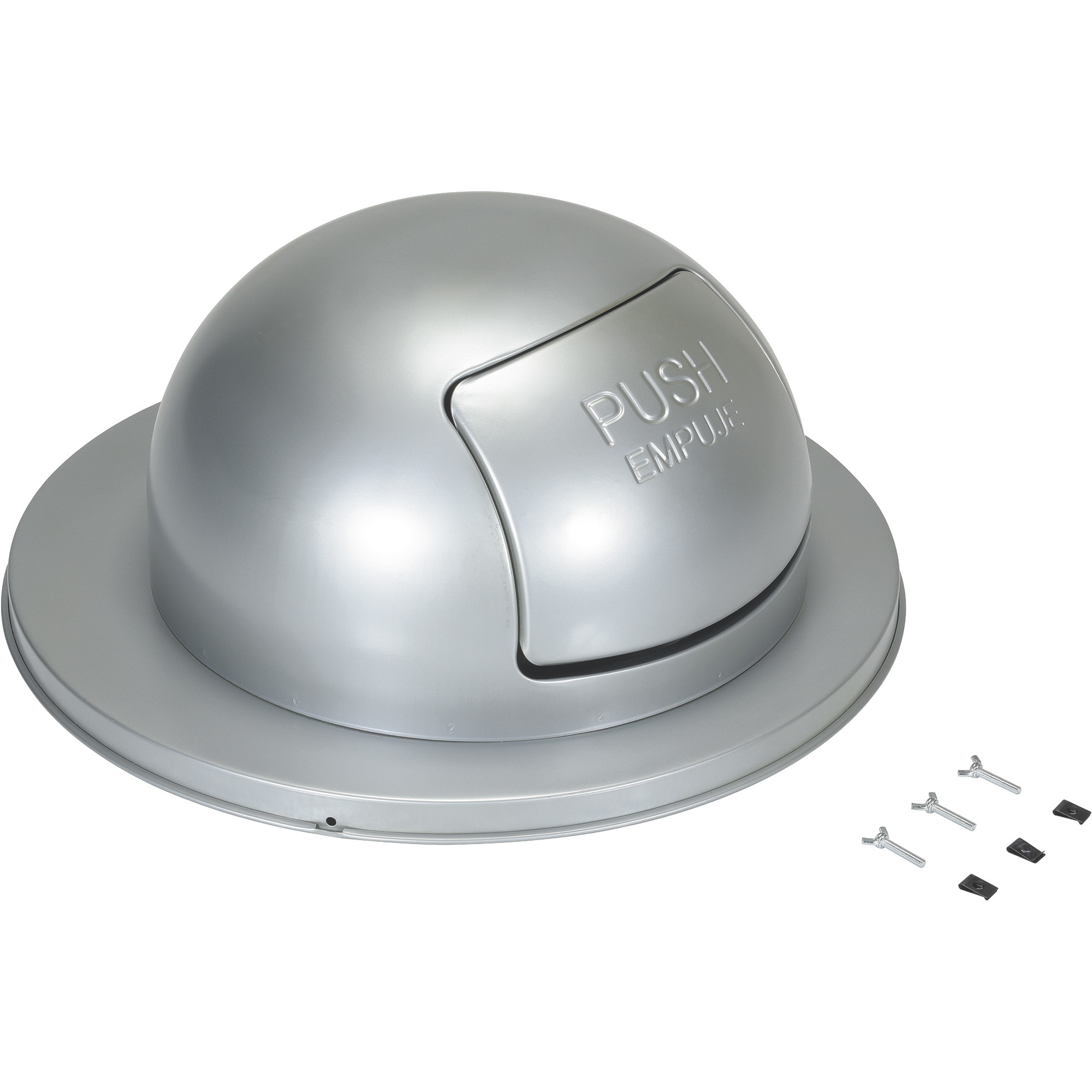 Vestil Gray Steel Waste Disposal Top - Spring-Loaded Door, Rust-Resistant, Model# TRASH-TOP-ZGY